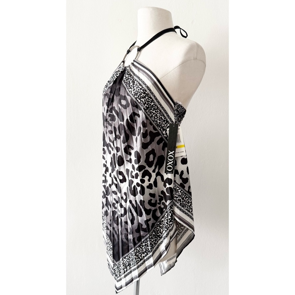 NEW Deadstock Y2K XOXO Satin Handkerchief Hem Leopard Halter Top Size Medium (M) - Picture 2 of 9